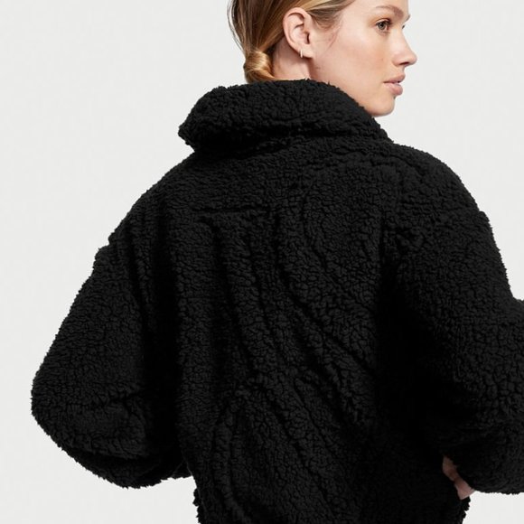 Victoria's Secret Jackets & Coats Nwt Victorias Secret Plush Teddy Bear Crop Fleece Font Zip